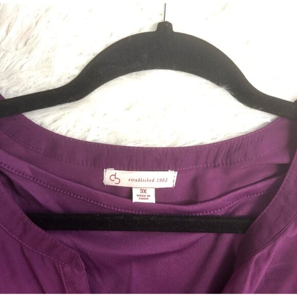 db established 1962 Purple Ombré Chiffon Blouse With Tank Roll Tab Sleeves 3X - Picture 7 of 12